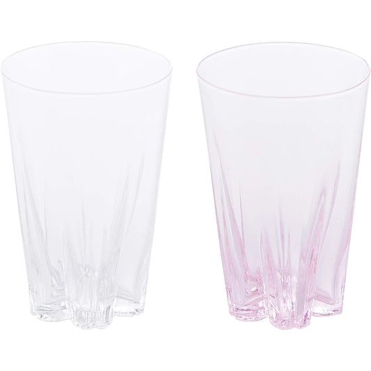 Hyaku Percent (100%) Tumbler Red and White 240cc SAKURASAKU Glass [Sakurasaku Glass] SG-01TP Set of 2