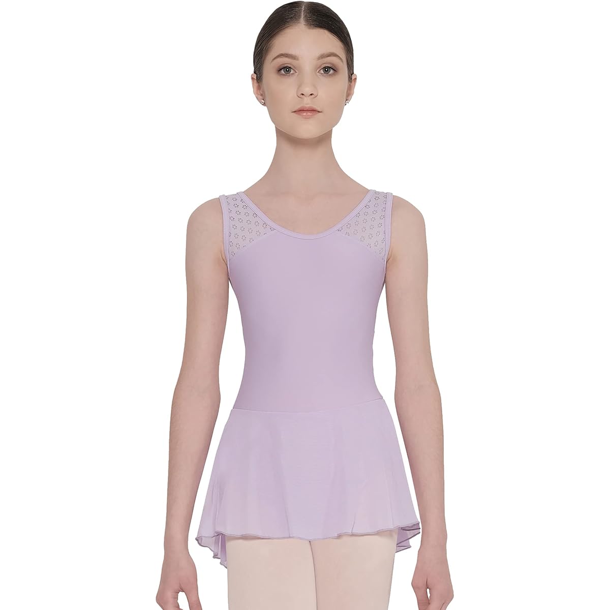 Wear Moi Ballet Skirt Leotard Girls [DIAMANT] Floral Stitch Microfiber & Tulle Back Open Button Closure [Genuine]