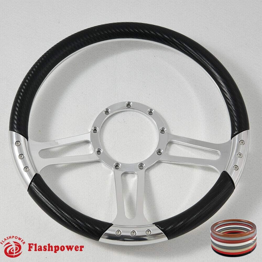 14 "Polish Debillet Steering Wheel 141 with Carbon Fiber Harflap and Horn button [parallel import]
