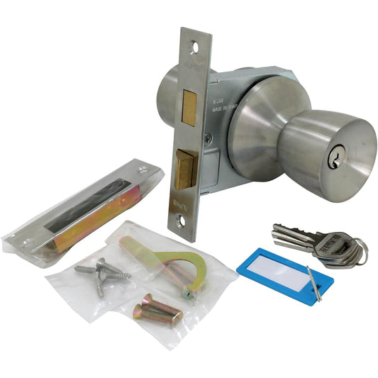 Wake Sangyo ALPHA Entrance Lock with 3 Keys Silver BS60 33S05-TRW-32D Back Door Knob Replacement WR-147 1 Set