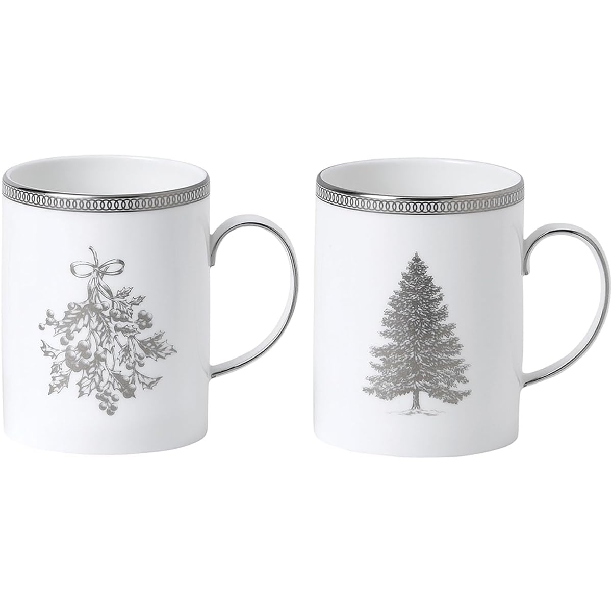 [Regular Imported Product] Wedgwood Winter White Mug 350ml Pair Set (2 pieces) Holly/Tree Wedding Gift Present 1052357