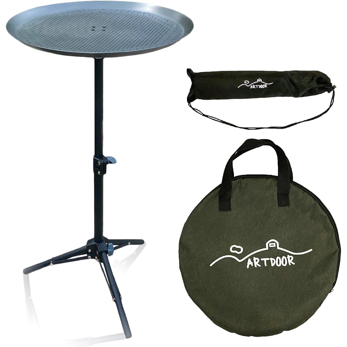 Camping Table Folding Outdoor Garden Bonfire High Table Side Table Tripod Outable (Matte Dark Gray)
