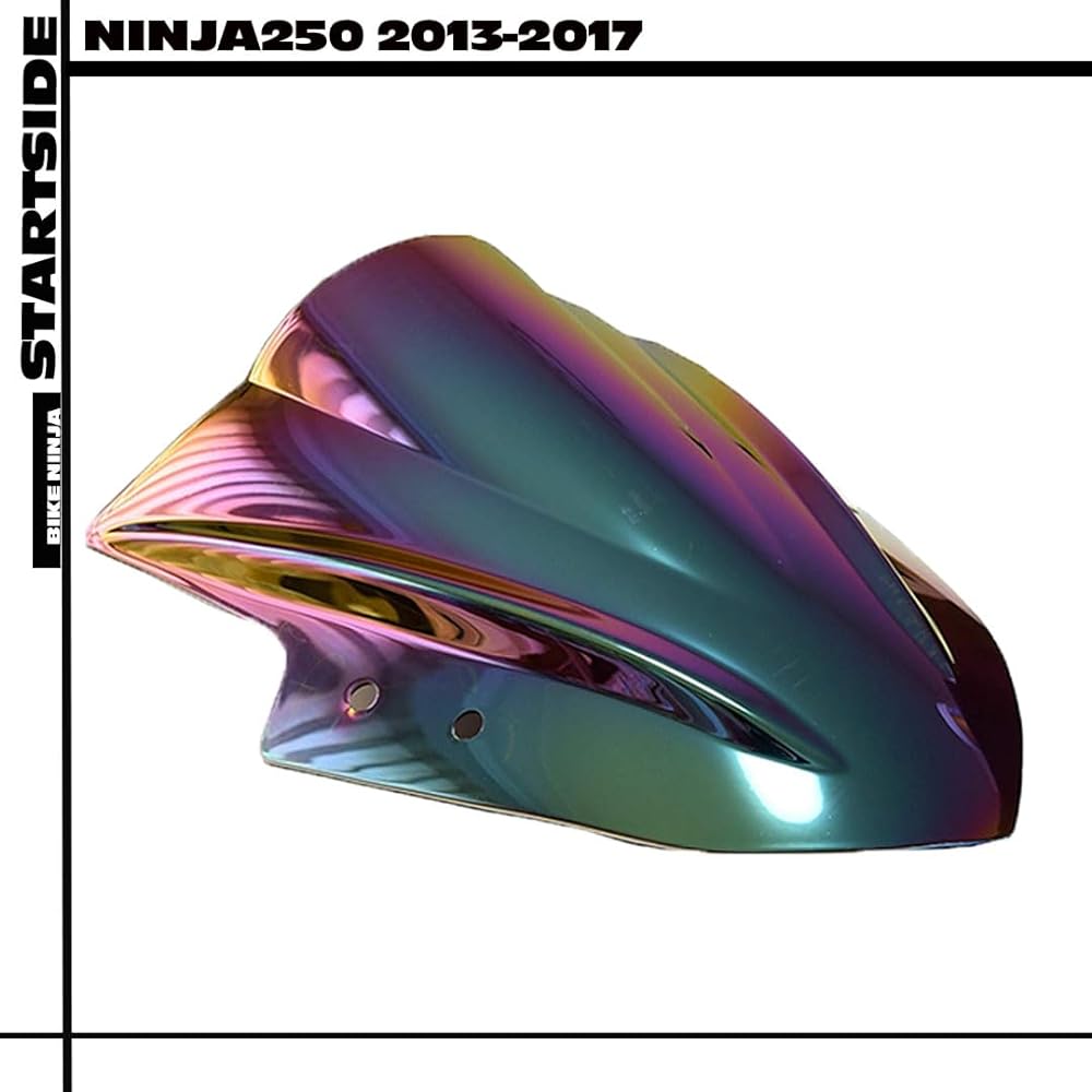 Start Side Kawasaki Ninja Vehicle General Use Compatible Smoke Screen Double Bubble for Ninja250 (Rainbow)