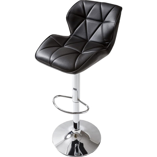 System K Counter Chair Bar Chair Lifting Rotating Thick Cushion PU with Backrest Black 1 Leg