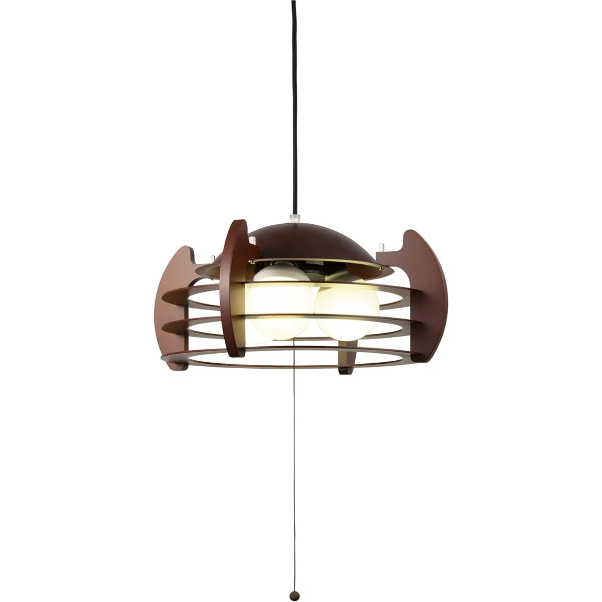Wooden Rings-3-BR/Wooden Pendant E26 Ball 100W White x 3