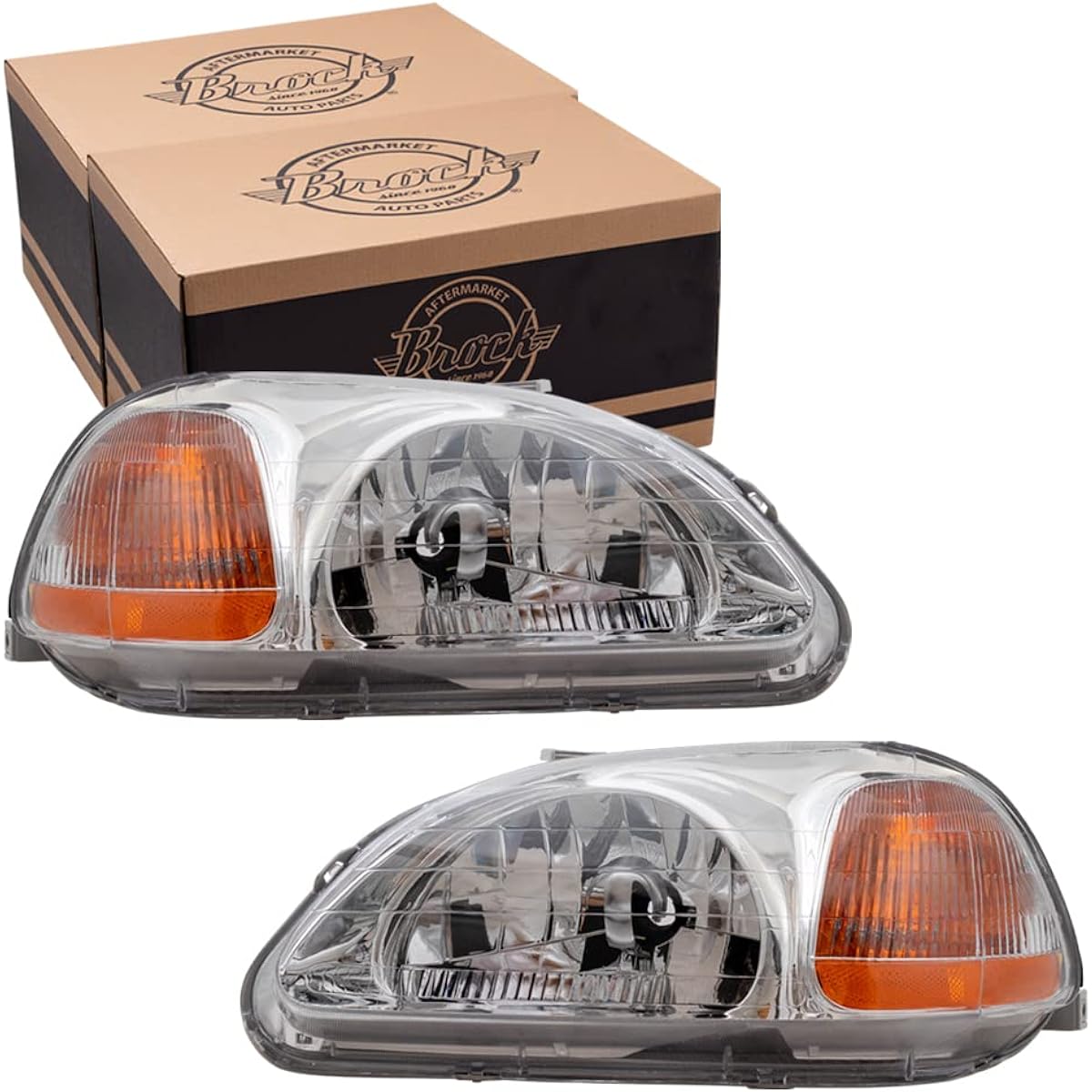 BROCK replacement driver and Halogen Headlight for passenger seats 1996 1997 1998 Civic 33151-S01-305 33101-S01-305