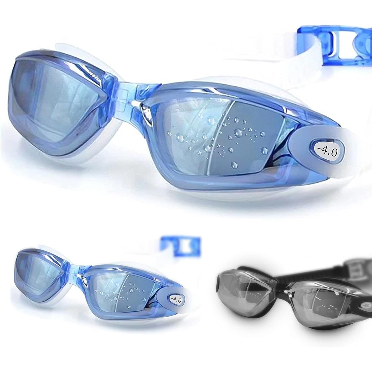 [Health Nurse] Swimming Goggles, Underwater Glasses (S-2.00~S-6.00), Swimming Goggles, Adults, UV Protection, Anti-Fog, Water Leak Prevention, Unisex, Beach/Swimming/Competitive Swimming, Case Included, One Size Fits Most
