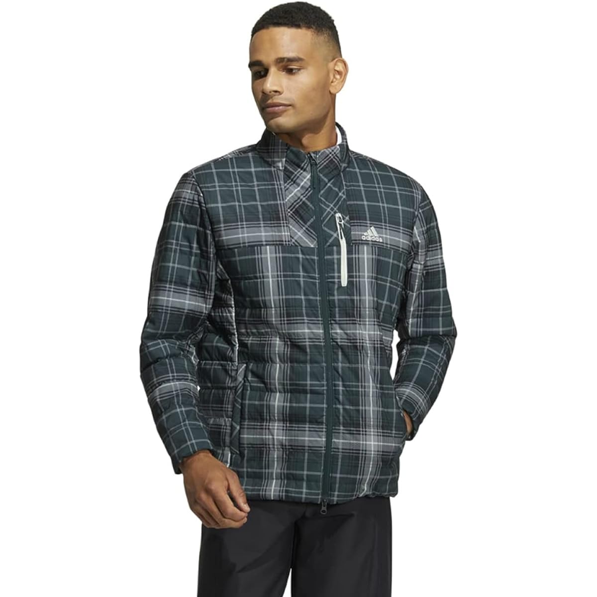 [Adidas Golf] Golf Jacket, Tartan Check, Thermal, Medium Wadding, Long Sleeve, Full Zip Jacket, Men's