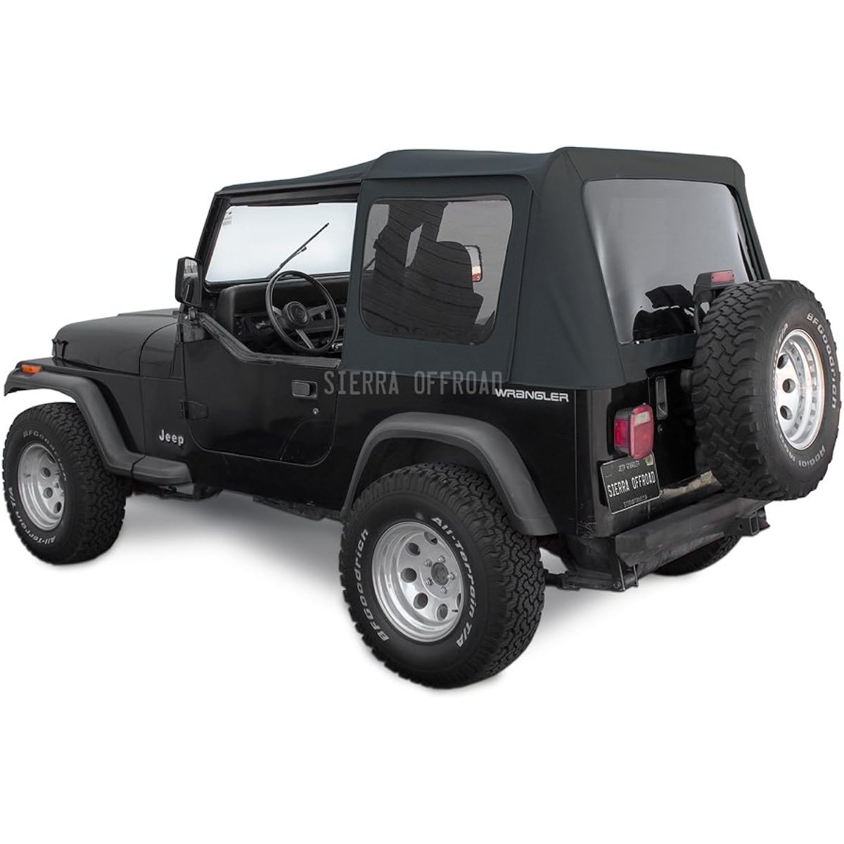 Sierra Offroad Soft Top replacement JEEP WRANGLER YJ 1988-1995 Factory Style Sail Cross Vinyl Up Grade Black