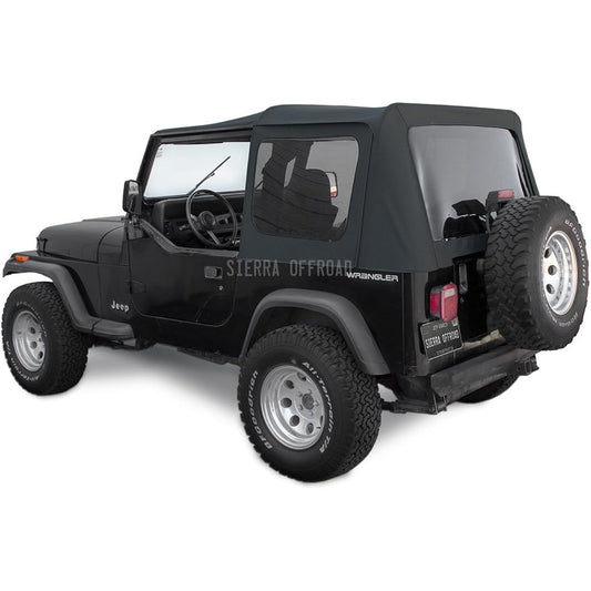 Sierra Offroad Soft Top replacement JEEP WRANGLER YJ 1988-1995 Factory Style Sail Cross Vinyl Up Grade Black