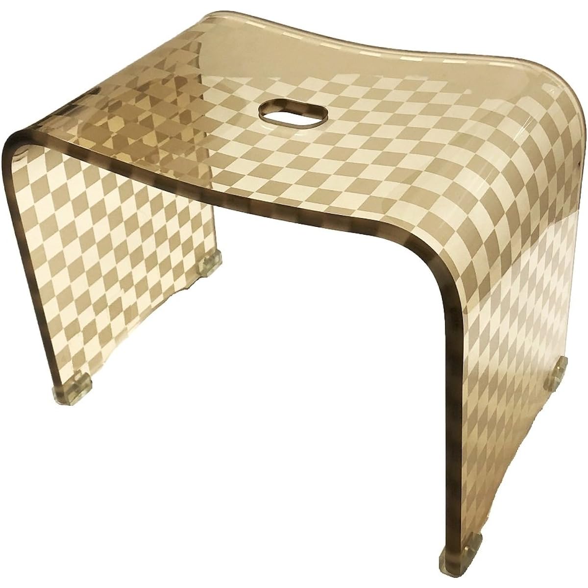 Senko Checker N Bath Chair Bath Chair L Size Height Approx. 30cm Cafe au Lait Modern Checkered Design 79972