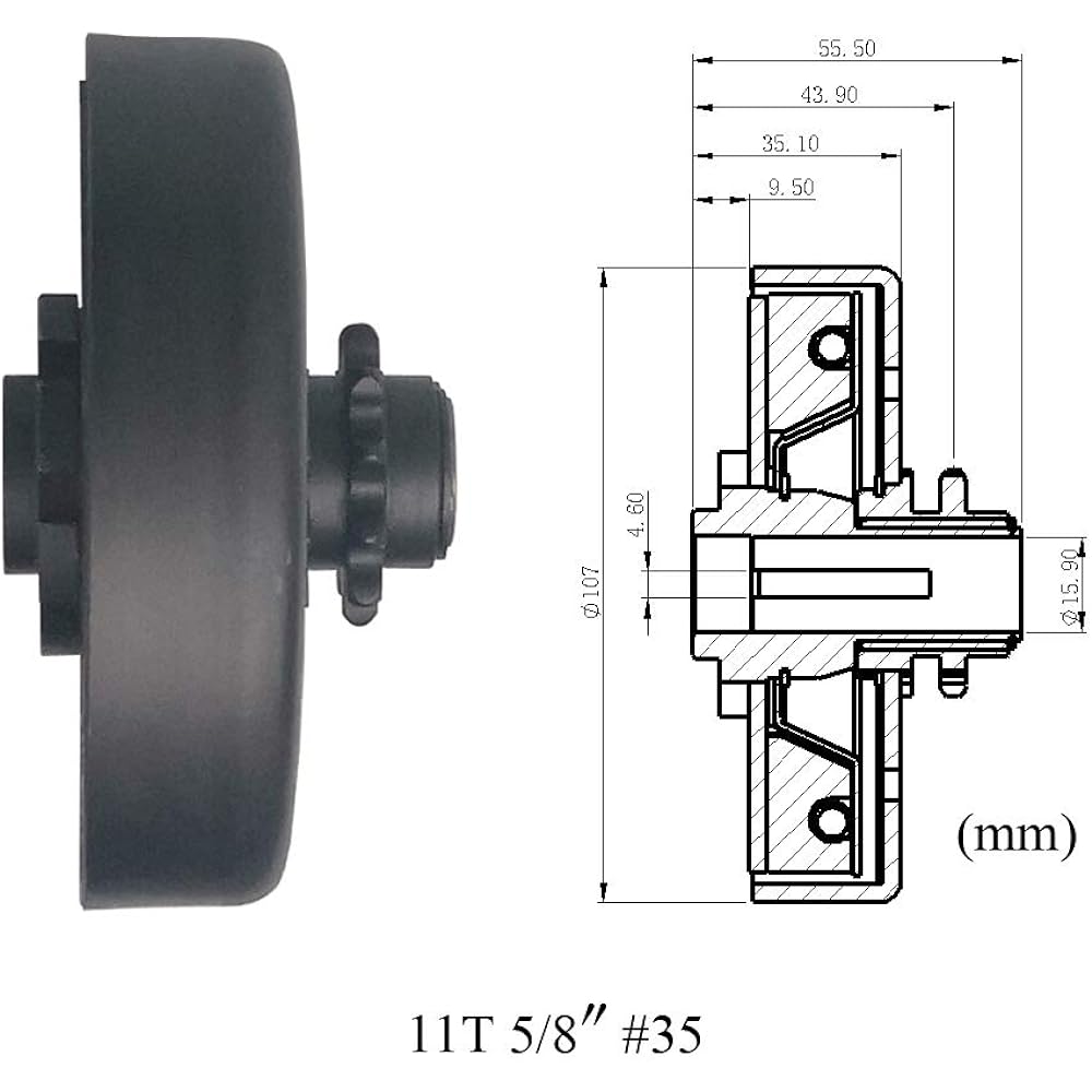 MOOSUN go -kart/mini bike centricular clutch 5/8 bore#35 chain 11 teeth