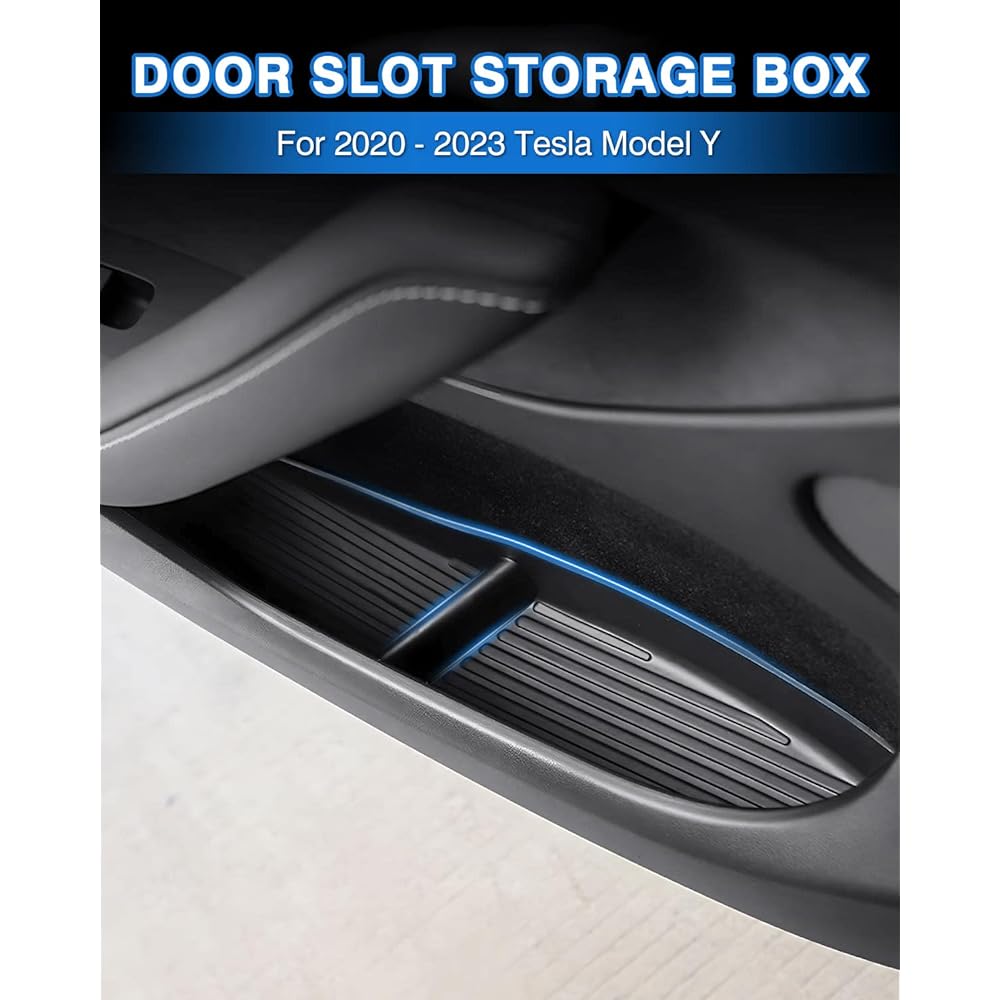 SHADEMAX For car Door Trei Organizer 2020 2021 2022 TESLA Model Y Accessory Car front and rear doorslot organizer door storage box TPE Materials Black 4 pieces