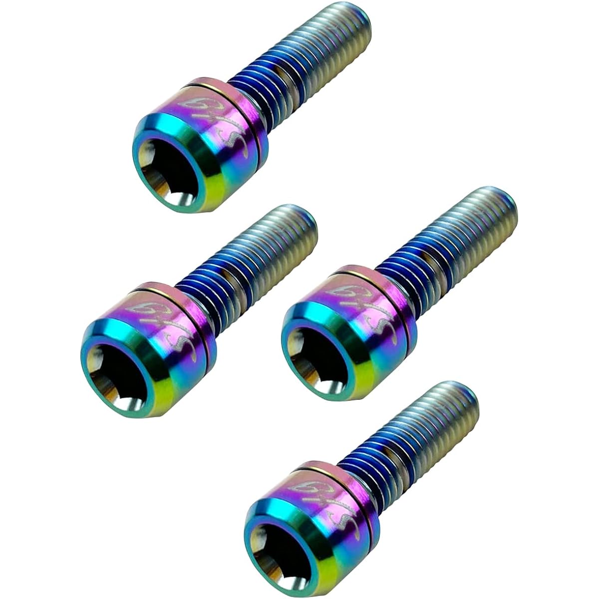 [Made in Taiwan, 64 Titanium] Samuriding Titanium Bolts for Stem, etc. M5 x 18mm Set of 4 with Washer Ti-6Al-4V Stem Bolt (Rainbow)