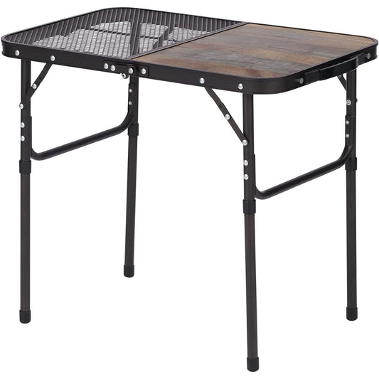 Takeda Corporation [Table/Outdoor/Aluminum] Vintage Brown 60 x 40 x 54cm Vintage Style 2WAY Aluminum Table Half Mesh Top FTM22-6040(VBR)
