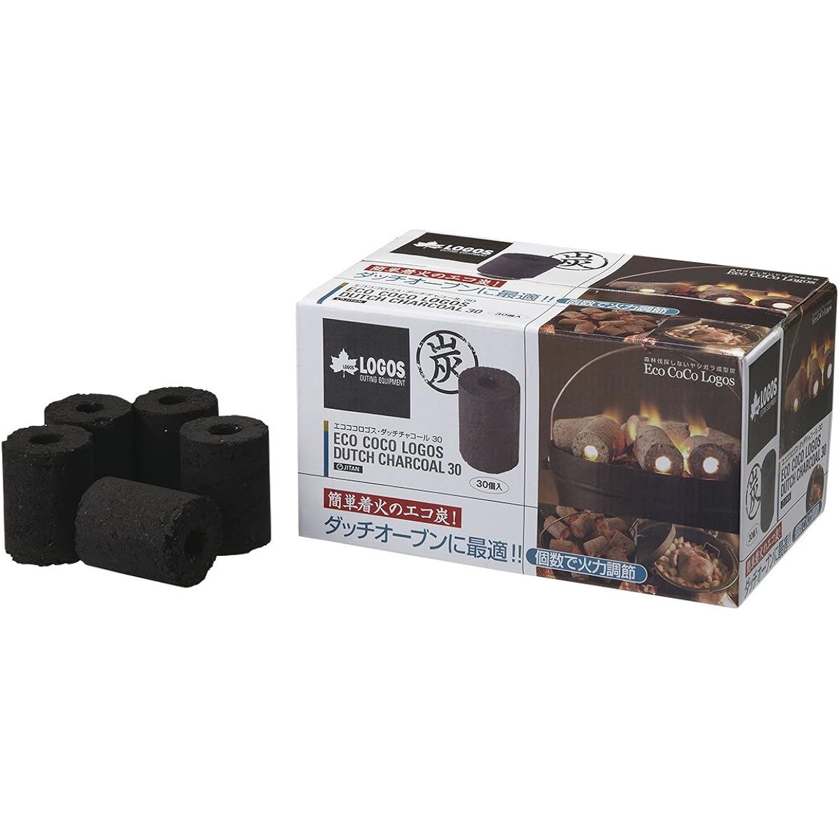 LOGOS Solid Fuel Eco Coco Logos Dutch Charcoal 30 83100105 Charcoal Eco Charcoal 1 minute ignition for commercial use
