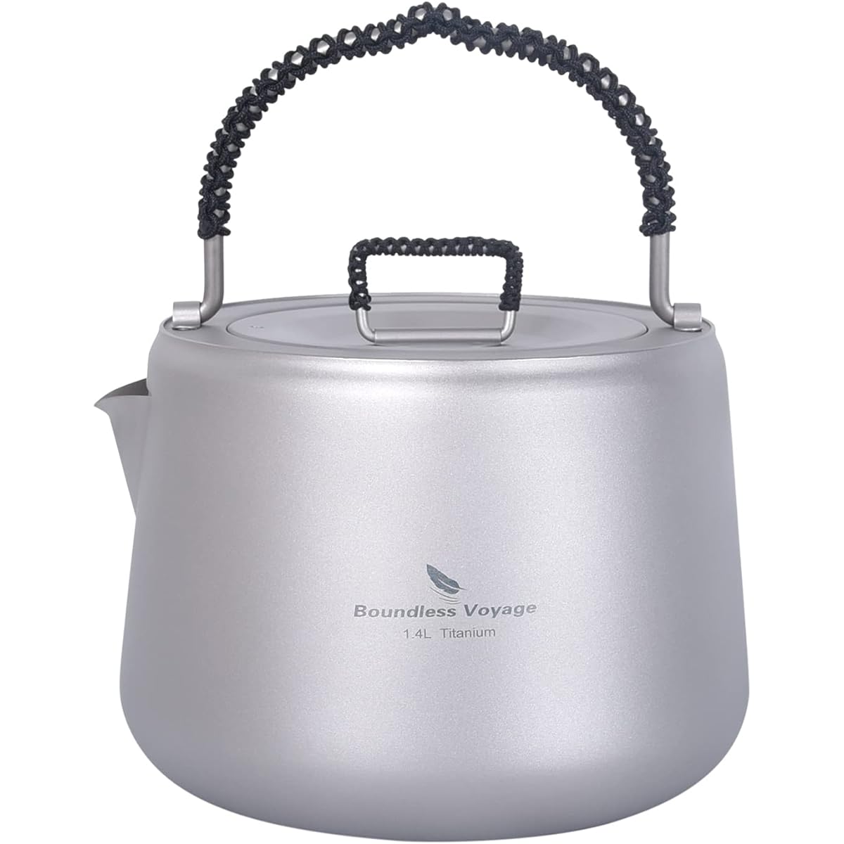 iBasingo 1.4L Ultra Light Titanium Kettle Teapot Open Fireable Outdoor Kettle Camping Tableware Picnic Kettle Cooker Cookware A-Ti3096D