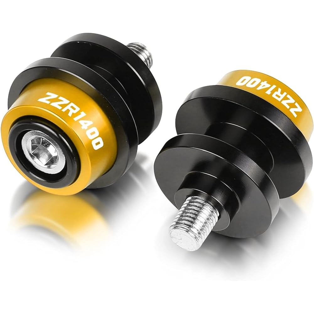 Stand Screw Slider Motorcycle 10MM Bracket Screw Swing Arm Spool Slider CNC Aluminum is very suitable for Kawasaki ZX1400 ZX14R ZZR1400 ZX-14R 2006-2016 (Color: Gold)