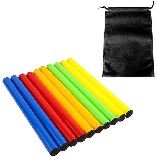 Felimoa Baton Set of 10 for Track and Field Relay Competition Relay Baton Anti-Slip Storage Bag Included (Set of 11)