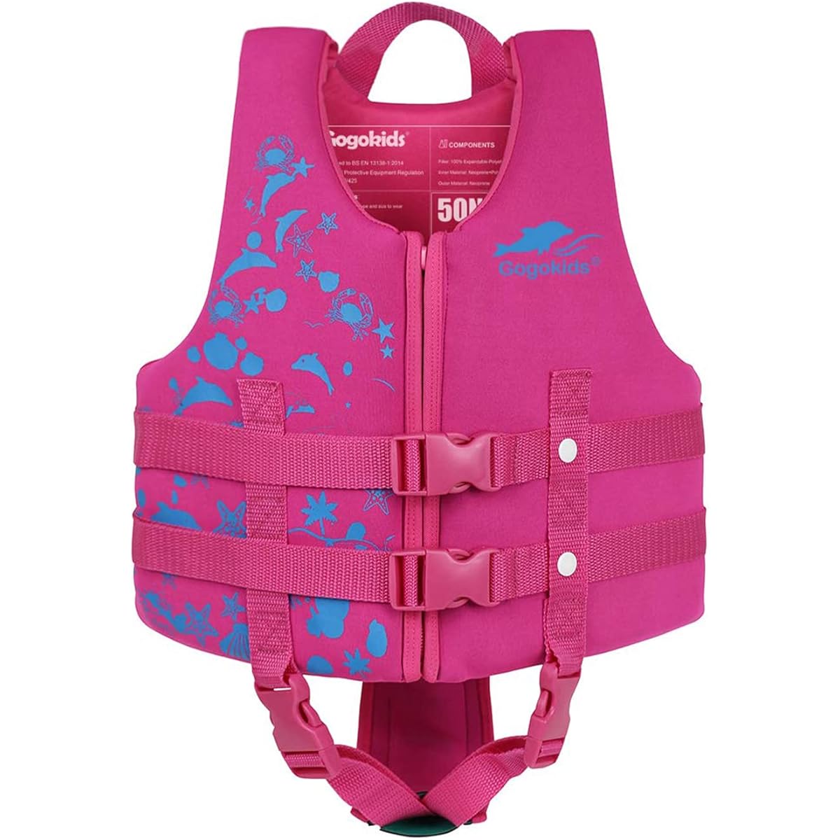 Gogokids Life Jacket Children's Floating Vest with Crotch Belt Kids Buoyancy Support Swim Vest CE Certified Swimming Practice Fishing River Play Water Play