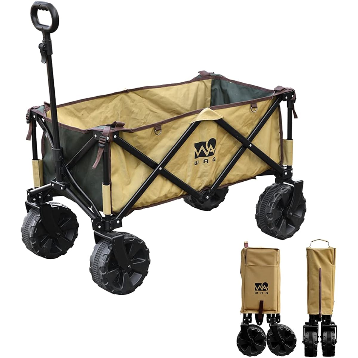 WAQ Carry Wagon [Large Tire] Free Standing Storage Compact Load Capacity 150kg One-Touch Convergence Type 106L Large Capacity Folding Outdoor Wagon Carry Cart Camping Cart Lightweight 4 Wheels Extra Large Tire Camping WAQ