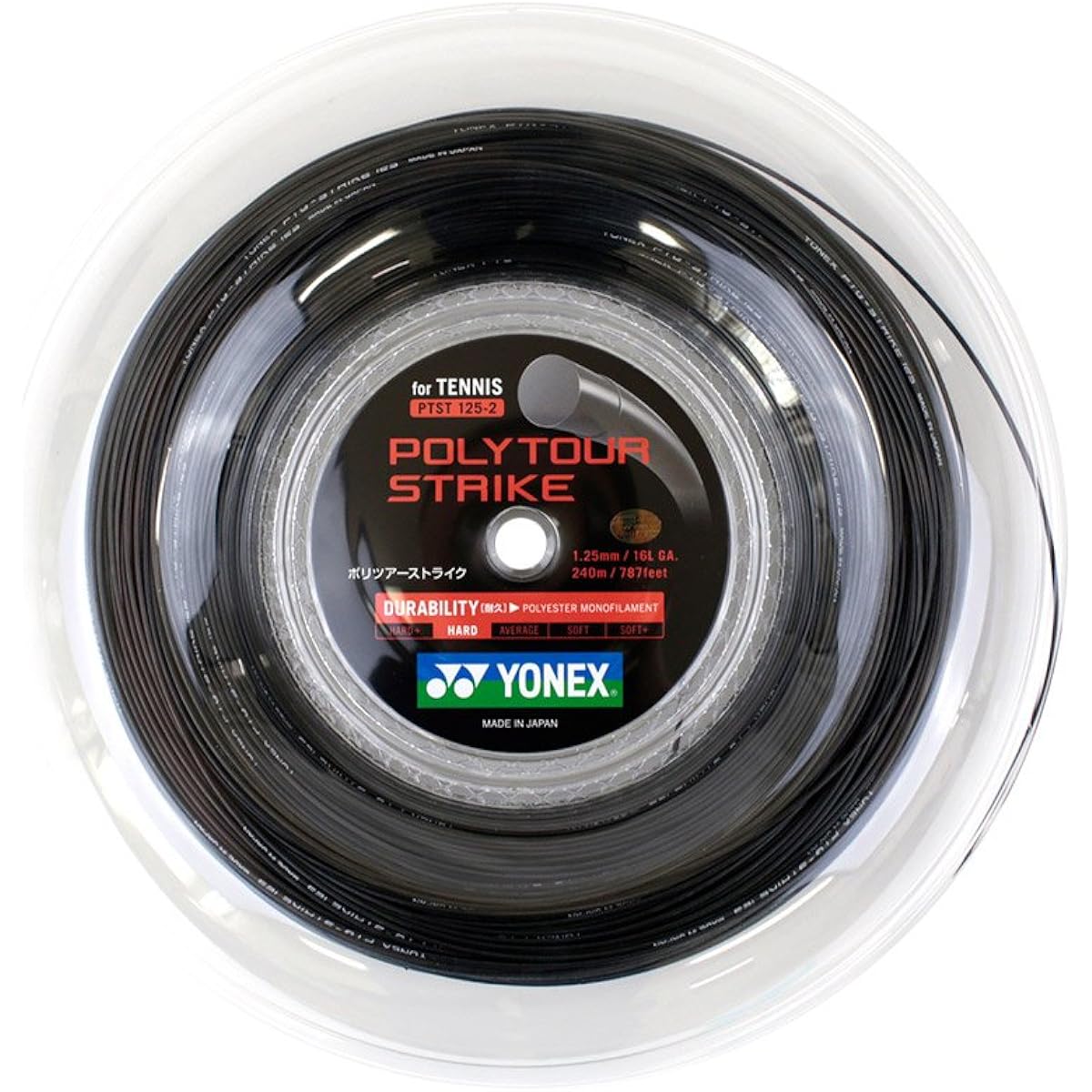 YONEX Tennis Gut Polytour Strike 125 (Cool Black) 240m Roll Gut PTST125-2 0 0