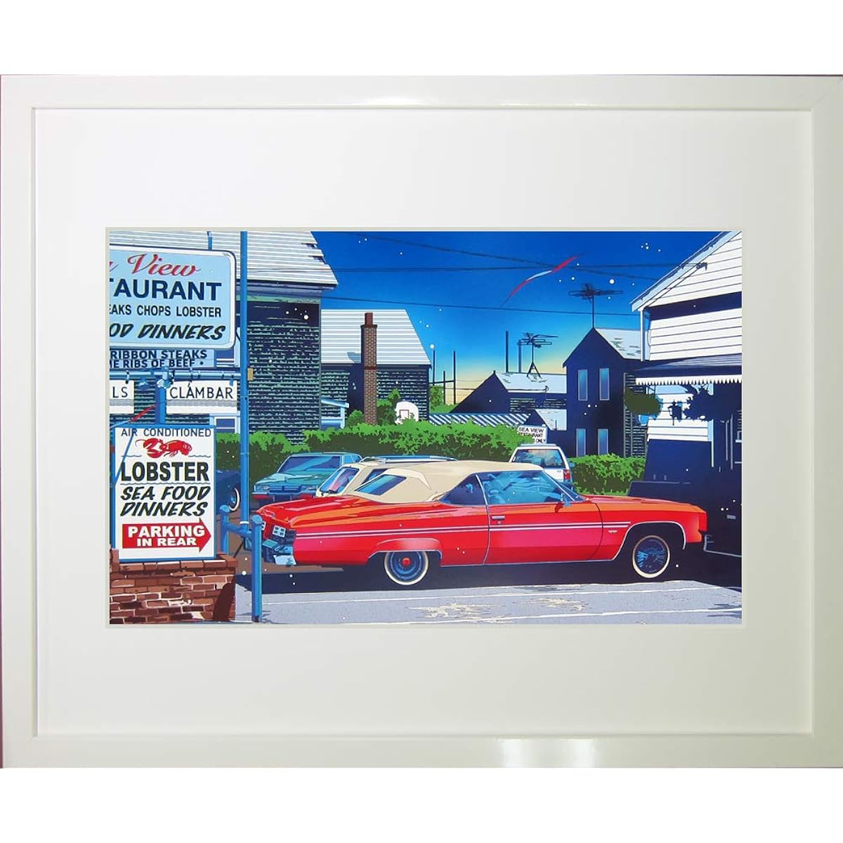 Hideto Suzuki◆[Seaview Restaurant]◆Art print◆Framed 53x43cm◆