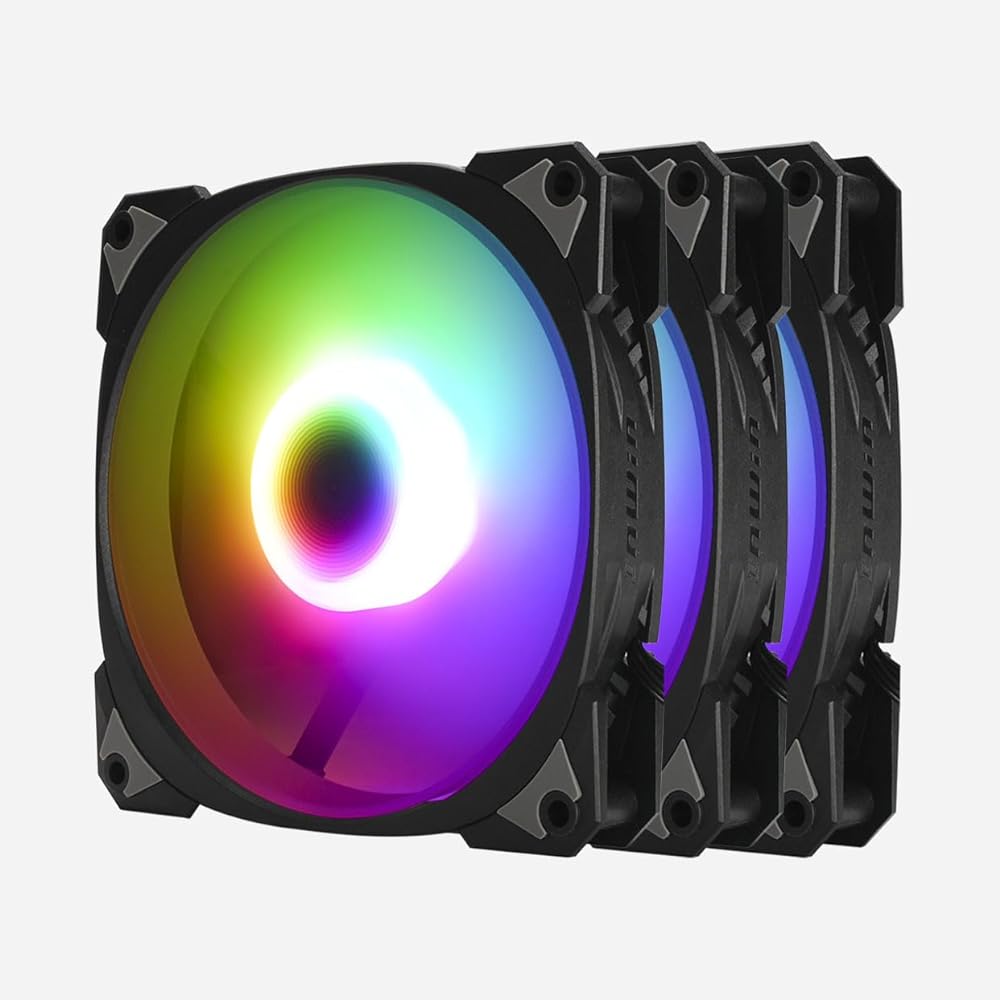 InWin Neptune AN120-3PK 120mm PWM ARGB Fan Triple Pack Customizable Lighting Static Pressure 5V-3 Pin Addressable RGB Motherboard Sync 5V-3 Pin Up to 2200PWM Black [ Neptune AN120 ]