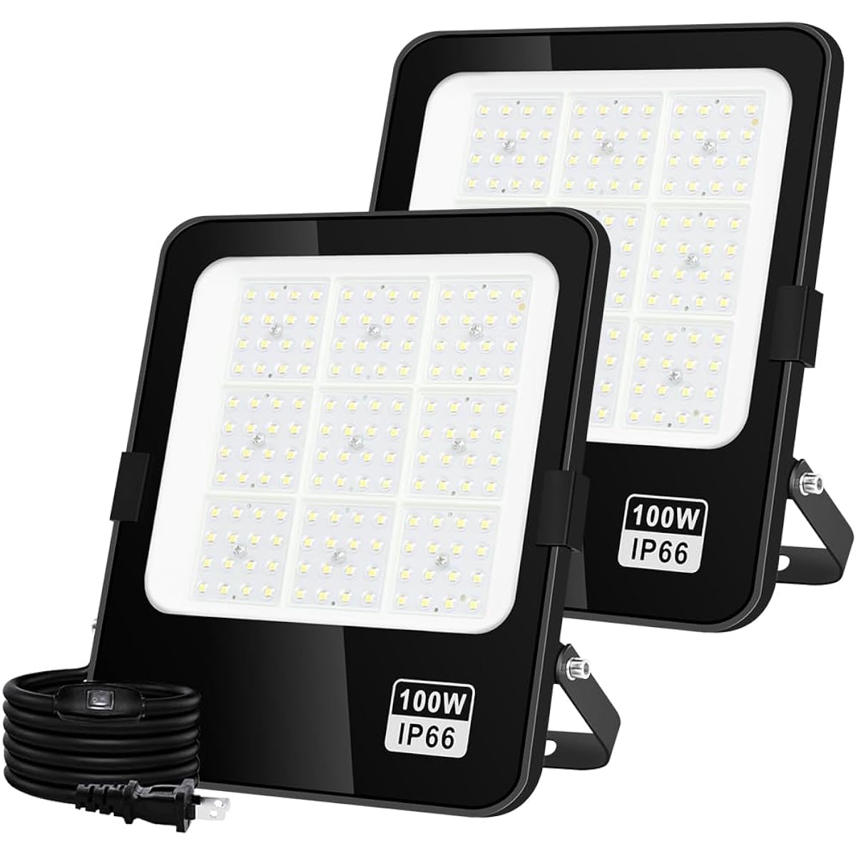 PSE LED Floodlight, Work Light, Signboard Light, 100W Equivalent, Daylight Color, High Brightness, 13,000 LM, IP66 Waterproof Rating, Ultra Thin, 160° Wide Angle, Uniform Illumination, 3 m Switch,
