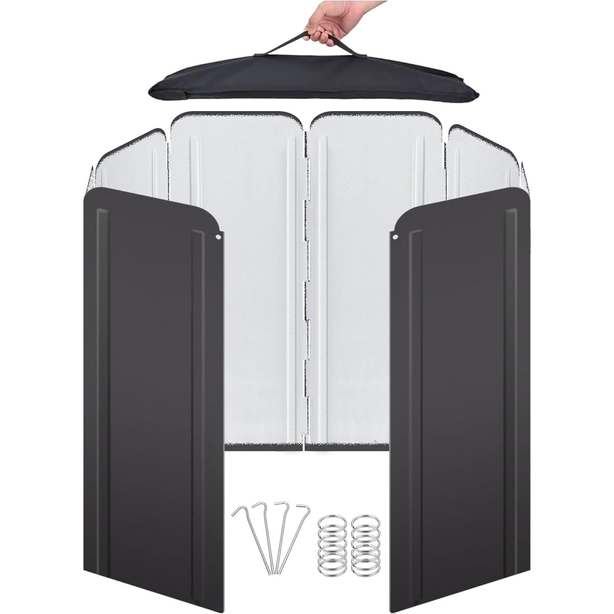 Windscreen Reflector, Bonfire, Windshield, Camping, 50cm, Bonfire, Windbreak, Reflective Board, Large Windshield Board, 8 Pieces Connected, Foldable, Galvanized Steel Plate, Heat Resistant, Wear Resistant, For Bonfire Stand/Outdoor/Camping/Barbecue, One