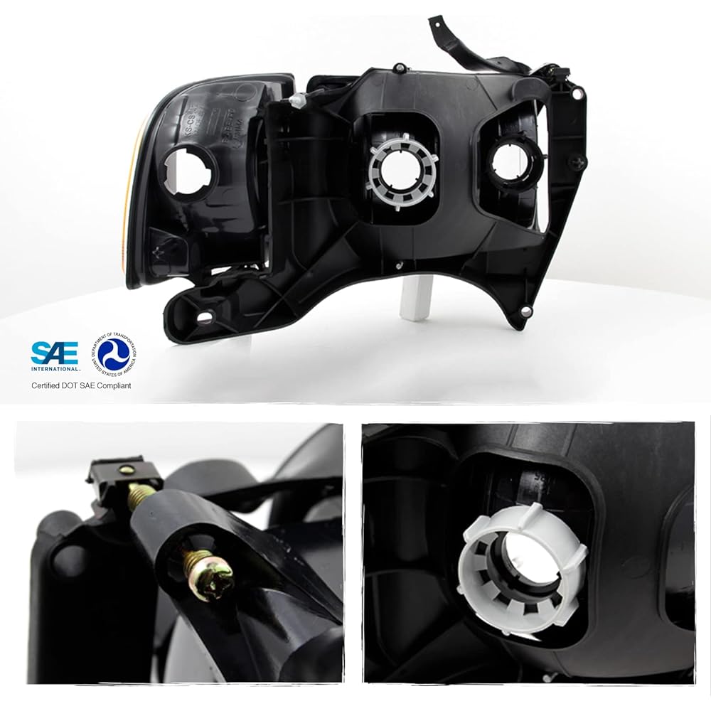 99-01 Dodge Lamb 1500 Pickup Track Sport Package Black Headlight Head Lamp Replacement Pair Set