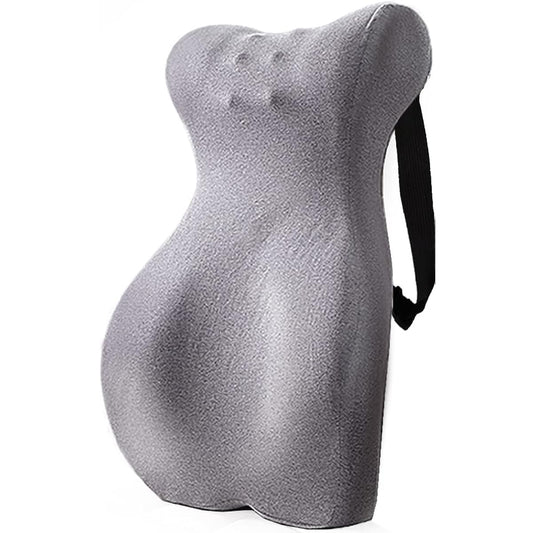 JKOOK Lumbar Support Cushion, Memory Foam, Large Urethane, For Office Use, Home Use, Integrated Neck and Waist Pillow, Shiatsu Protrusion Design, Ergonomic Structure, Washable JK11 (Light Gray)