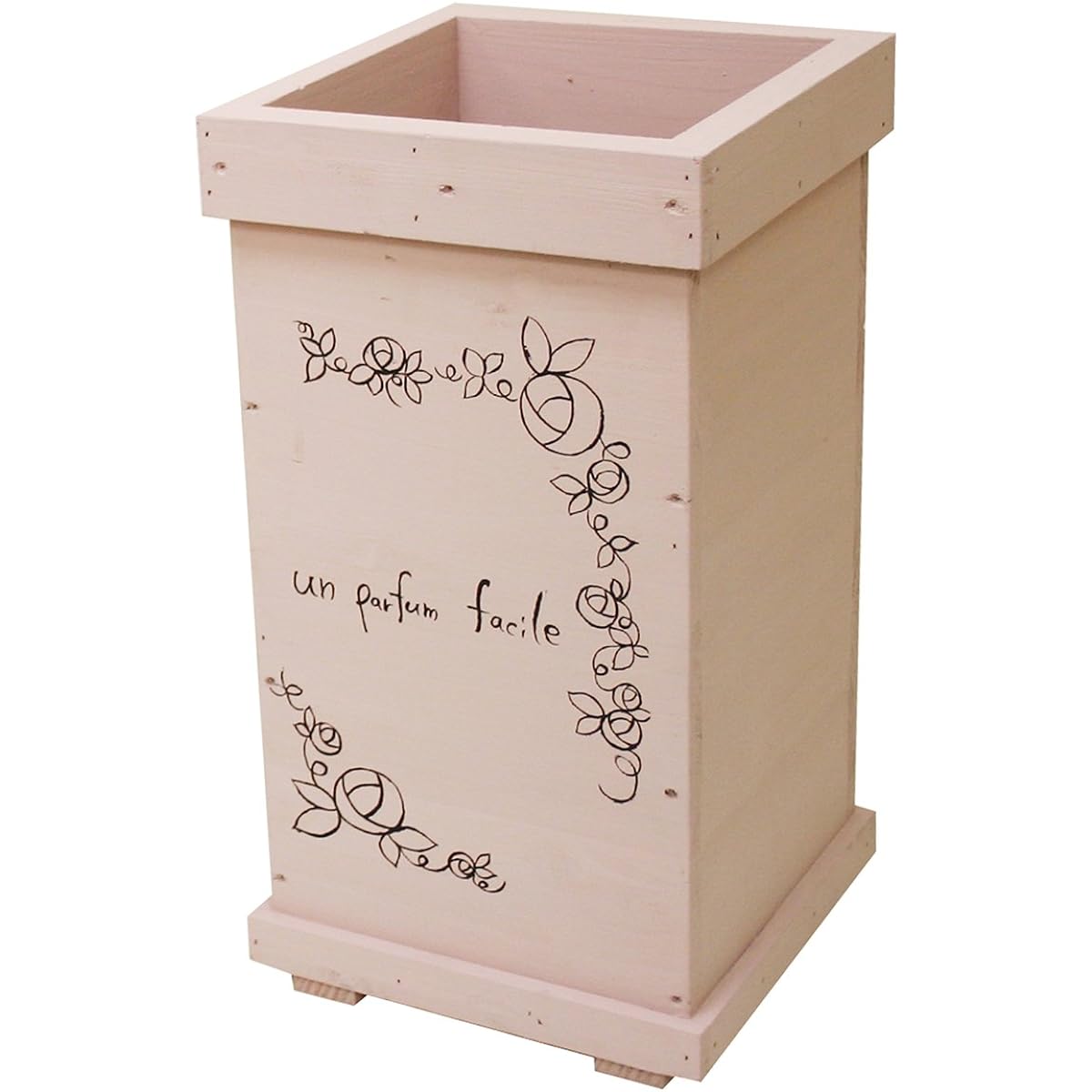 Made in Japan Natural Wood Planter Rose Container Pink
