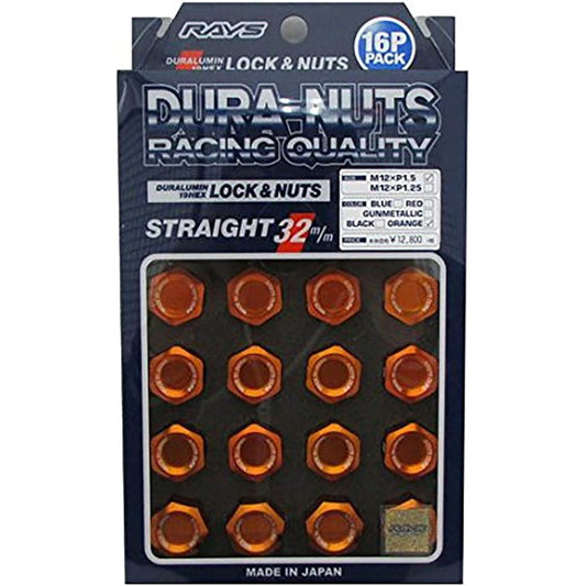 [RAYS] Duralumin Lock & Nut Set for L32 4H M12X1.5 Orange Anodized 74020001115OR