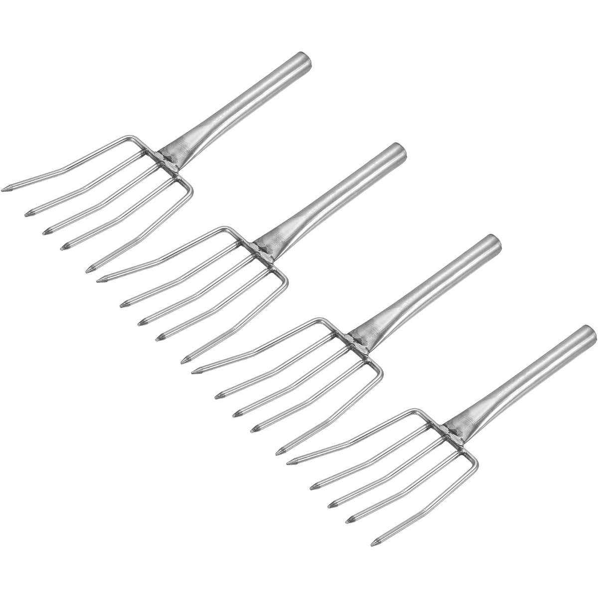 uxcell Turkey Fork, Five Claw Meat Fork, Barbecue Roasting Supplies, Stainless Steel, Thanksgiving Charcoal BBQ Grill, 4 Pieces