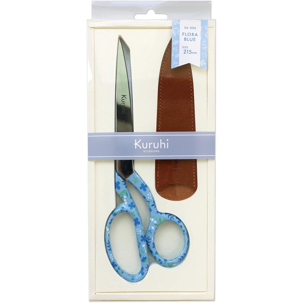 KAWAGUCHI Handicraft Supplies Kuruhi Cutting Scissors 215mm Flora Blue 06-006