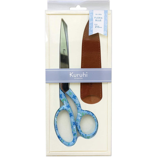 KAWAGUCHI Handicraft Supplies Kuruhi Cutting Scissors 215mm Flora Blue 06-006