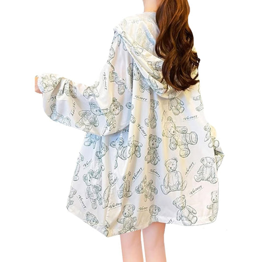 [LIGHT LIFE] 3 Color Bear Windbreaker Women's Raincoat Loose Cute Parka Korean S-XL
