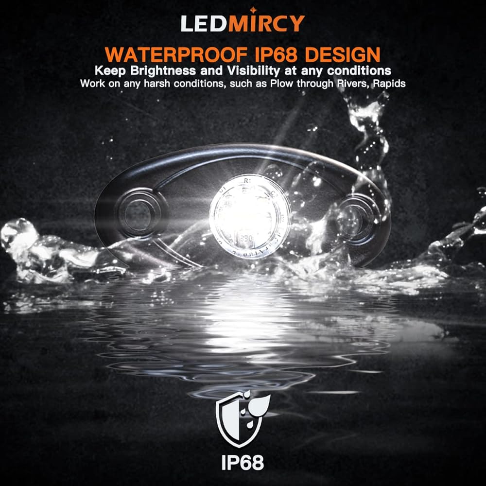 LEDMIRCY R1 LED Pure White Rock Light 16 pieces Jeep Track RZR Off -Road Boat Car ATV UTV UTV Under Glow Trail TRAI Rig Light Under Body Neon Light High Power Waterpower Waterproof resistance