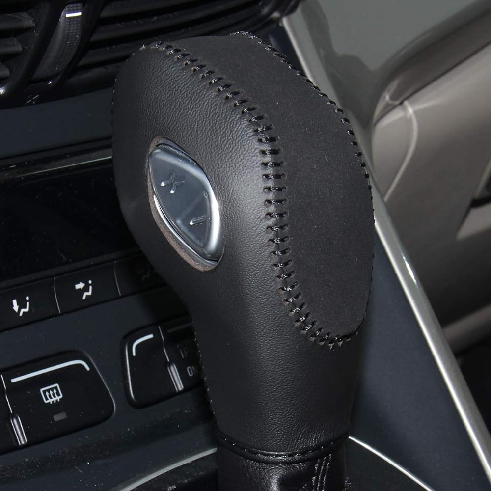 LONCKY Blacks Leather Gear Shift Knob Cover Focus 2012-2018/Ford Fiesta 2014-2019/Fusion S Ford Fusion SE 2013-2016/Ford Escape 2013-2017/For Transit 2013-2020