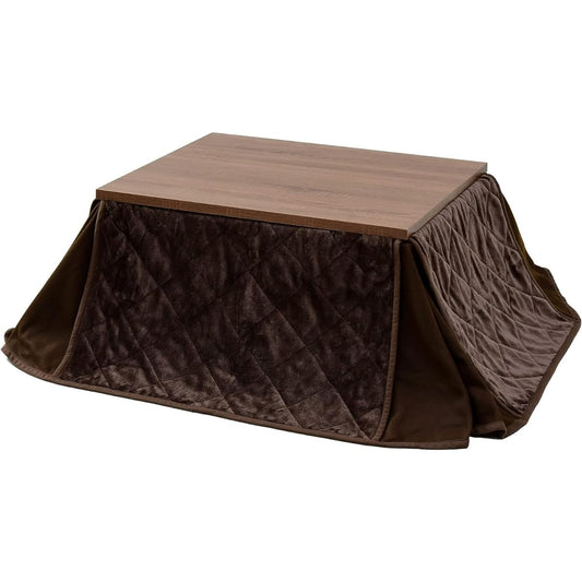 [Yamazen] Furniture Style Kotatsu Table Special Futon Set Width 75 x Depth 60cm Rectangular Living Alone Intermediate On/Off Switch Cord Storage Box Included Brown LSK75601(BR)FSET