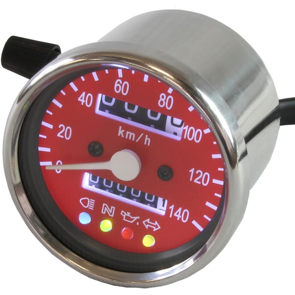 Rise Corporation Motorcycle Speedometer with LED Backlight Function 140km/h Mechanical 60 Pie Red T07Z9990004RD