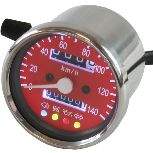 Rise Corporation Motorcycle Speedometer with LED Backlight Function 140km/h Mechanical 60 Pie Red T07Z9990004RD