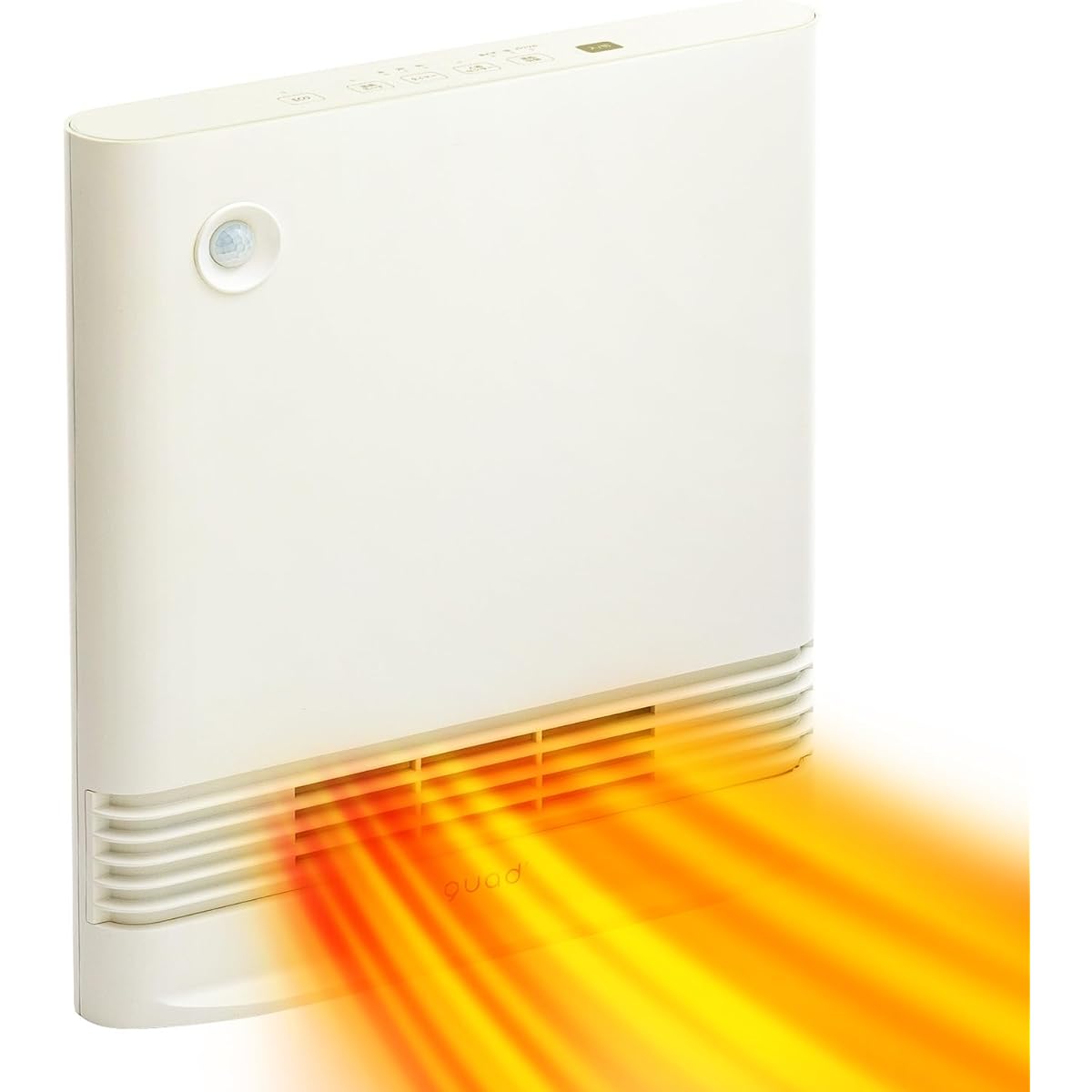 QUADS Ceramic Heater, Ceramic Fan Heater, Heating Equipment, Slim, Thin, Human Sensor, Large Air Volume, 1200W, Energy Saving, 400W, 3 Level Temperature Adjustment, Fast Heating, Air Blower Mode, Small, Compact, Quads (Ivory)