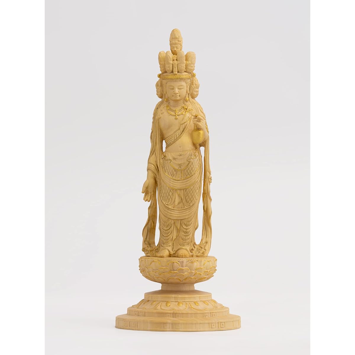 Tiny Buddha Eleven-faced Kannon - 12.5cm Kogenji type (Wooden: Boxwood, gold clay finish)_Kanzeon Bodhisattva Statue Figure Wood Carving Ornament (GSB Jyuichimenkannon KGZ