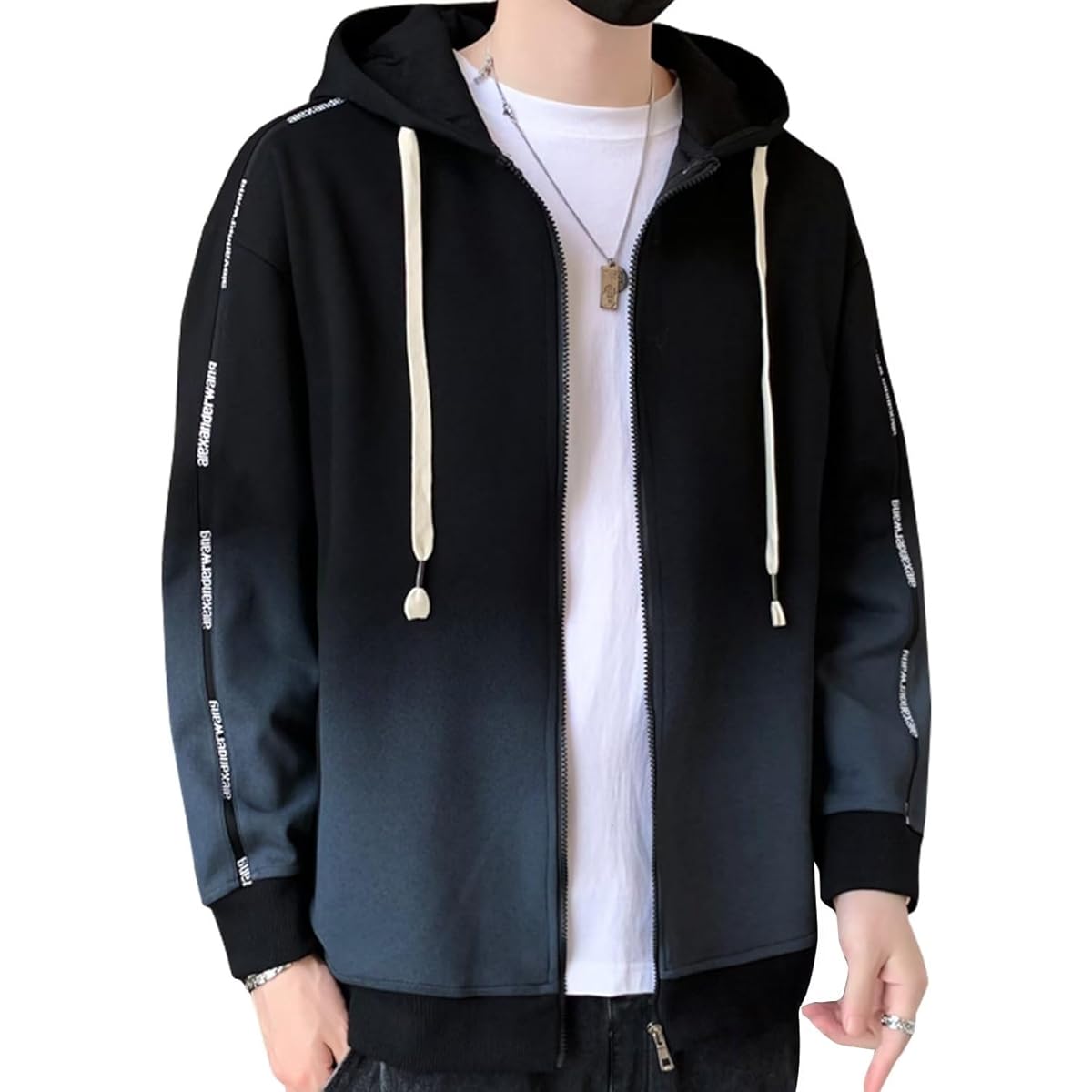 [Bligo] Full Zip Hoodie, Hooded, Men's, Long Sleeve, Large Size, Zip, Outerwear, Sweatshirt, Gradient, Loose, Casual, Plain, Sweatshirt, Simple, Stylish, Soft, Comfortable, Spring, Autumn, Winter Clothes