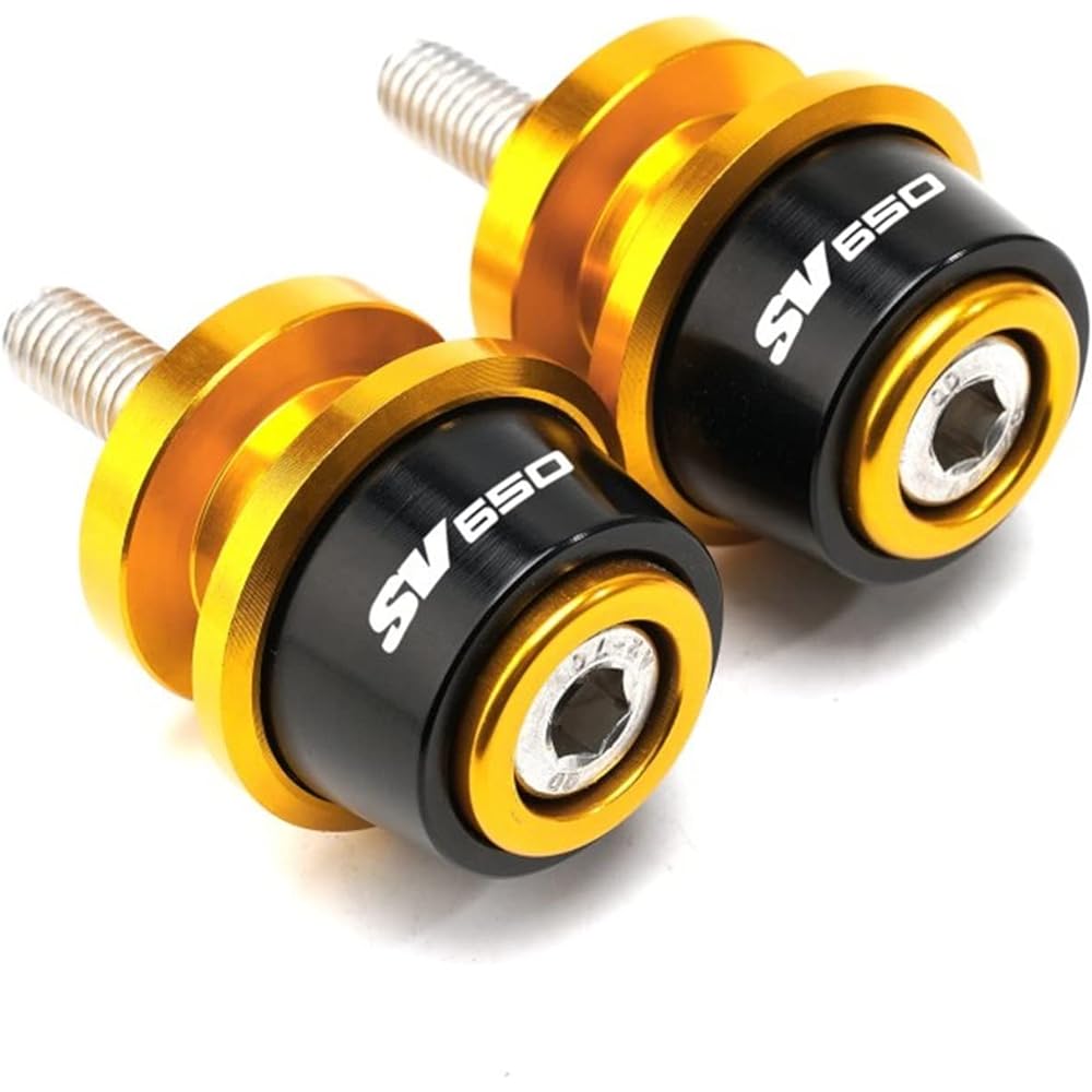 Motorcycle Swing Arm Bobbin Spool 8MM Motorcycle CNC Swing Arm Spool Slider Stand For Suzuki SV650/S SV650S SV650X 1999-2021 2019 2018 2017 (Color : Gold)
