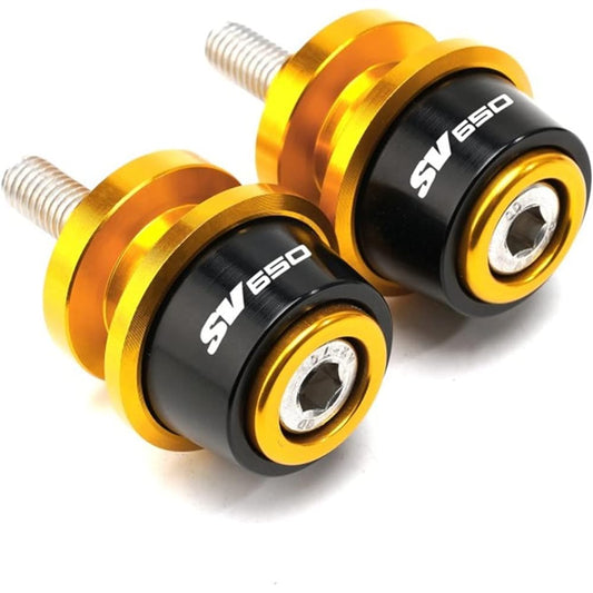 Motorcycle Swing Arm Bobbin Spool 8MM Motorcycle CNC Swing Arm Spool Slider Stand For Suzuki SV650/S SV650S SV650X 1999-2021 2019 2018 2017 (Color : Gold)