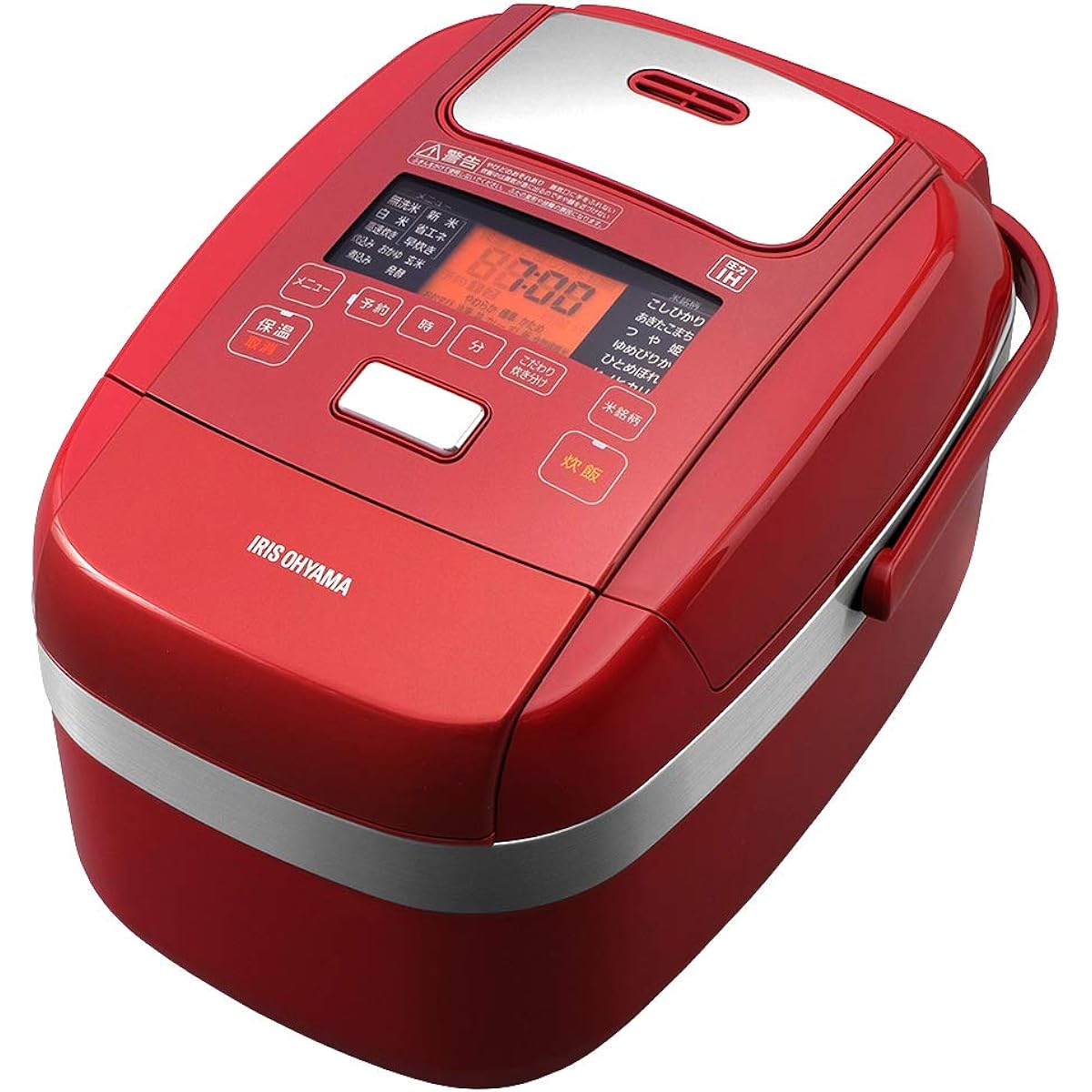 Iris Ohyama Rice Cooker 5.5 Cups Pressure IH Type Metallic Red Pressure IH Type Cooking Function for Different Brands Extra Thick Pot with Steaming Plate Brown Rice Red Design RC-PH50-R