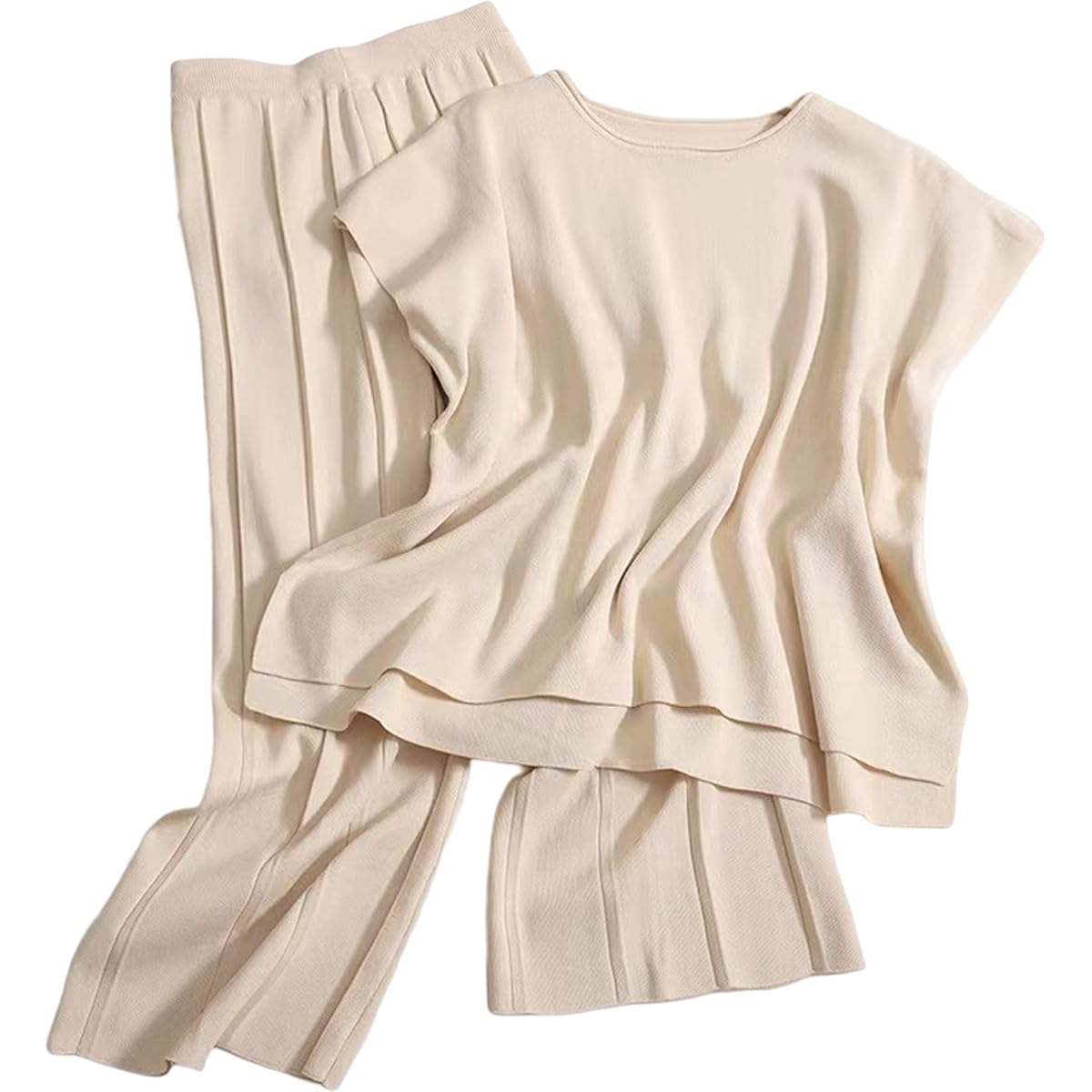 [MARIA MARFA] French sleeve setup t-shirt high waist long pants top and bottom 2 piece set spring summer 3S-M39